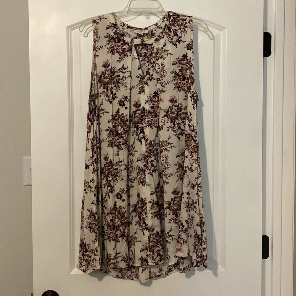 Umgee Cream Mini Dress with Purple Floral Print